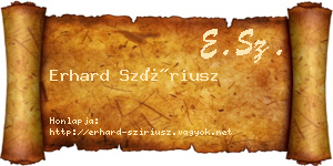 Erhard Szíriusz névjegykártya